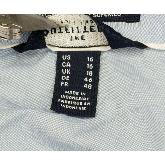 The Outfitters Lands End Pinpoint Oxford Repassage Superflu 1/4 Sleeve 16 Shirt - Picture 10 of 12